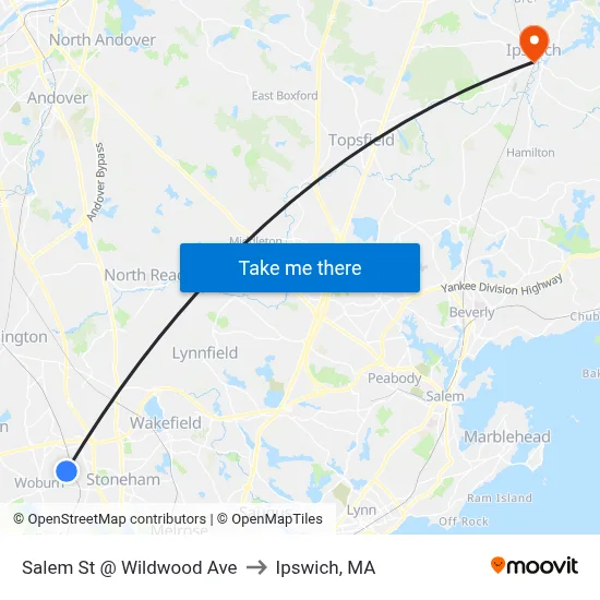 Salem St @ Wildwood Ave to Ipswich, MA map