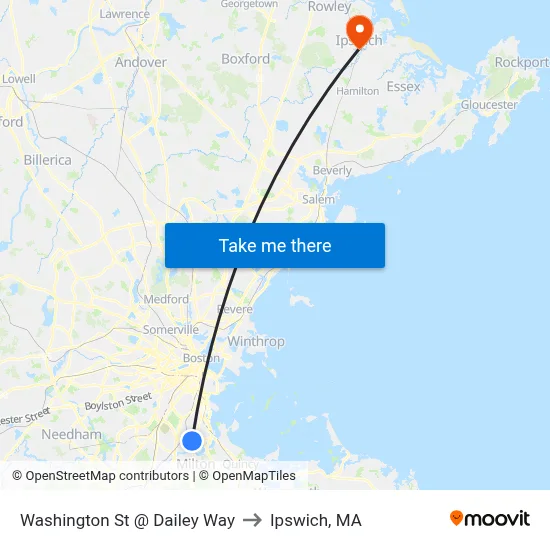 Washington St @ Dailey Way to Ipswich, MA map