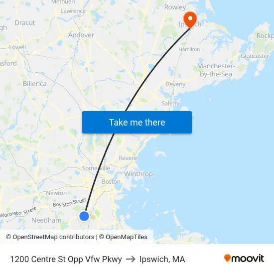 1200 Centre St Opp Vfw Pkwy to Ipswich, MA map