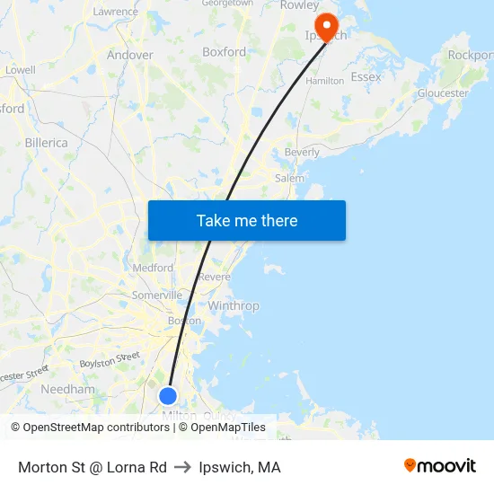 Morton St @ Lorna Rd to Ipswich, MA map