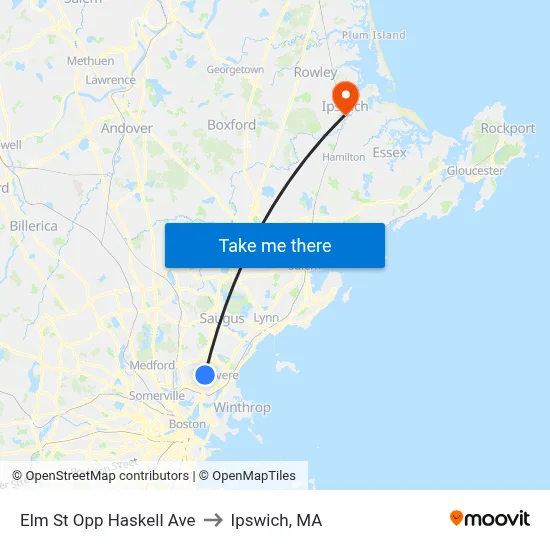 Elm St Opp Haskell Ave to Ipswich, MA map