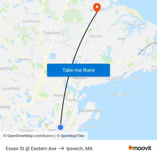 Essex St @ Eastern Ave to Ipswich, MA map
