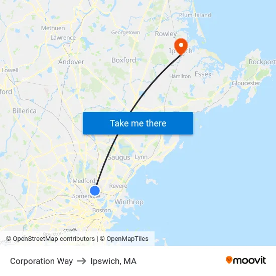 Corporation Way to Ipswich, MA map