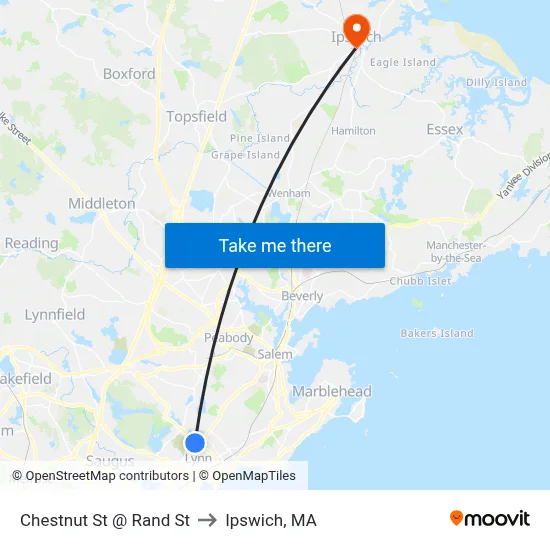 Chestnut St @ Rand St to Ipswich, MA map