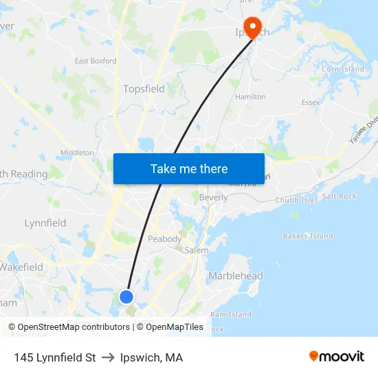145 Lynnfield St to Ipswich, MA map