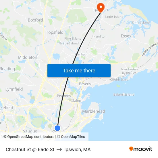 Chestnut St @ Eade St to Ipswich, MA map