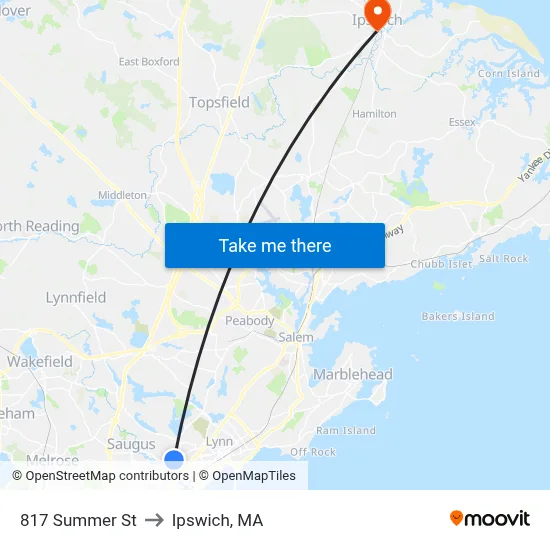 817 Summer St to Ipswich, MA map
