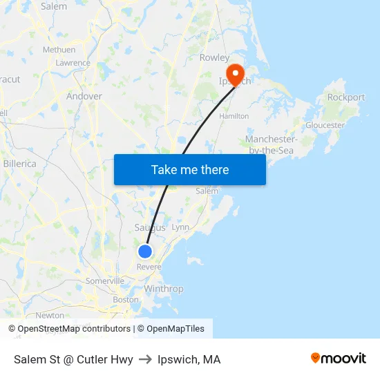 Salem St @ Cutler Hwy to Ipswich, MA map