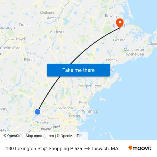 130 Lexington St @ Shopping Plaza to Ipswich, MA map