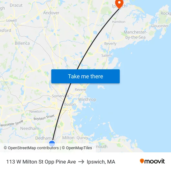 113 W Milton St Opp Pine Ave to Ipswich, MA map