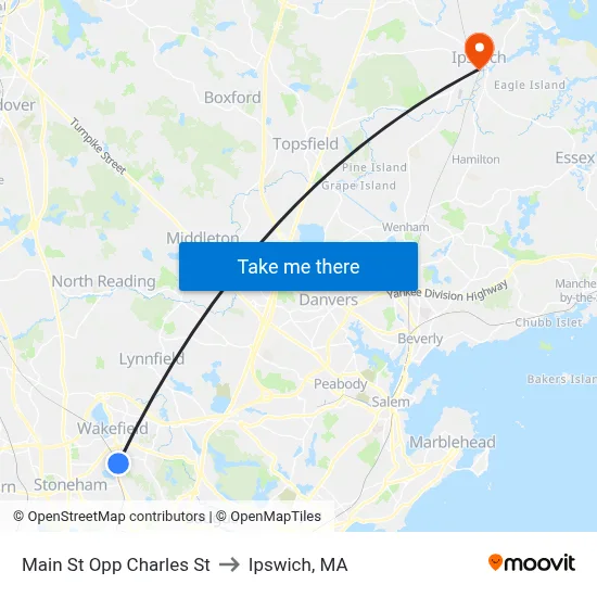 Main St Opp Charles St to Ipswich, MA map