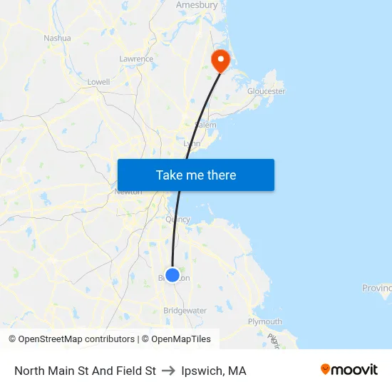 North Main St And Field St to Ipswich, MA map