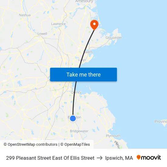 299 Pleasant Street East Of Ellis Street to Ipswich, MA map