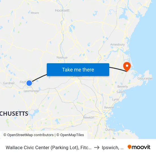 Wallace Civic Center (Parking Lot), Fitchburg to Ipswich, MA map