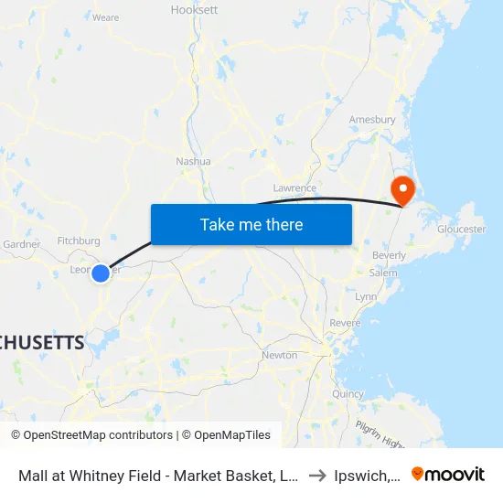 Mall at Whitney Field - Market Basket, Leominster to Ipswich, MA map