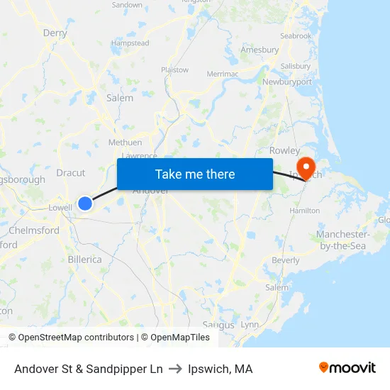 Andover St & Sandpipper Ln to Ipswich, MA map