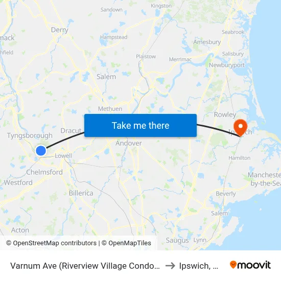 Varnum Ave (Riverview Village Condos) to Ipswich, MA map