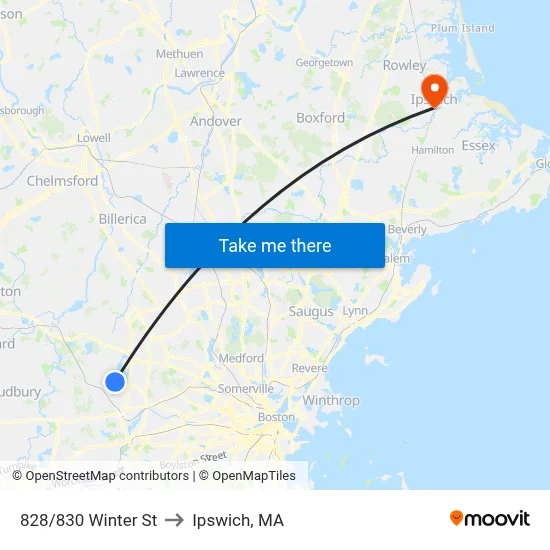 828/830 Winter St to Ipswich, MA map