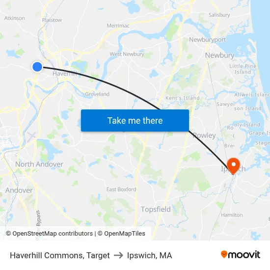 Haverhill Commons, Target to Ipswich, MA map
