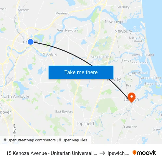 15 Kenoza Avenue - Unitarian Universalist Church to Ipswich, MA map