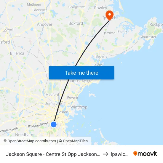 Jackson Square - Centre St Opp Jackson Square Busway to Ipswich, MA map