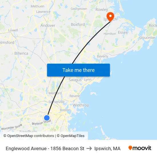 Englewood Avenue - 1856 Beacon St to Ipswich, MA map