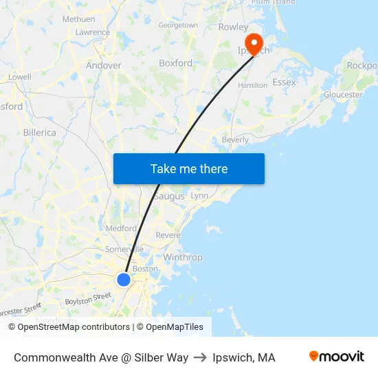 Commonwealth Ave @ Silber Way to Ipswich, MA map