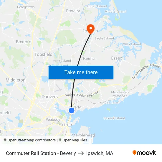 Commuter Rail Station - Beverly to Ipswich, MA map