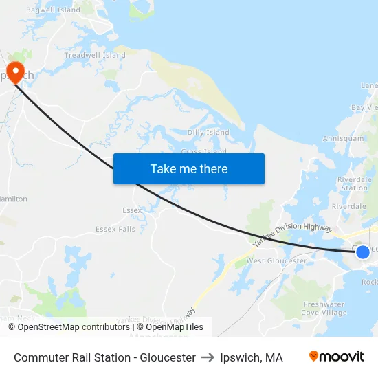 Commuter Rail Station - Gloucester to Ipswich, MA map