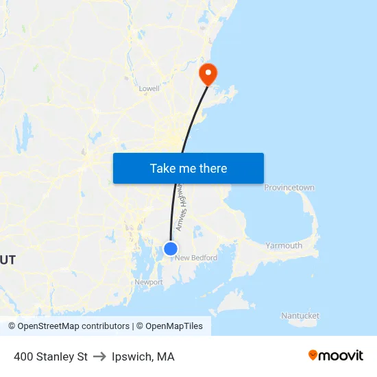 400 Stanley St to Ipswich, MA map
