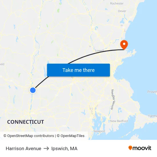 Harrison Avenue to Ipswich, MA map
