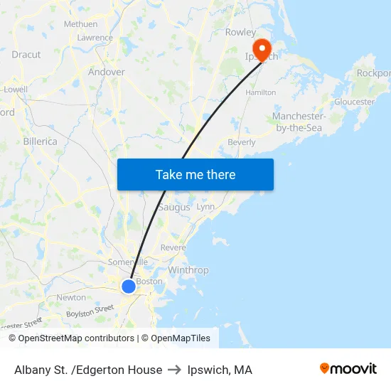 Albany St. /Edgerton House to Ipswich, MA map