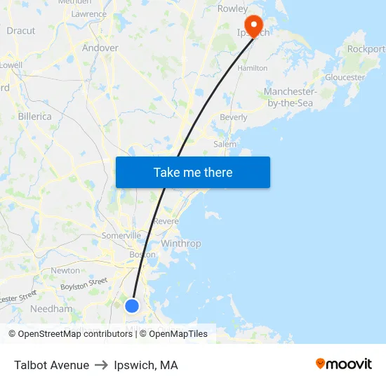 Talbot Avenue to Ipswich, MA map