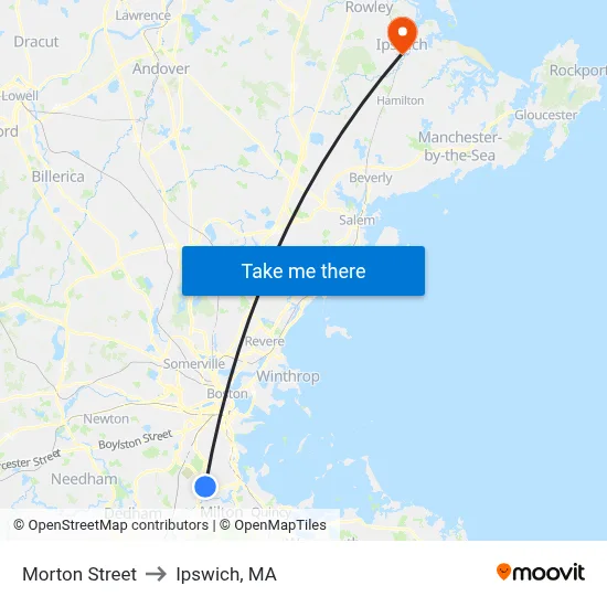 Morton Street to Ipswich, MA map