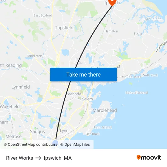 River Works to Ipswich, MA map