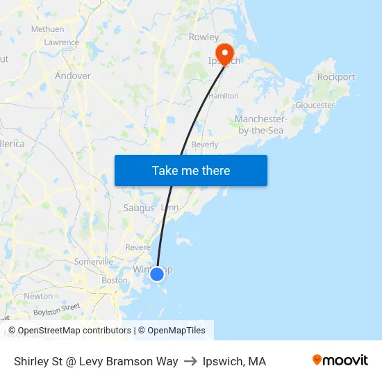 Shirley St @ Levy Bramson Way to Ipswich, MA map