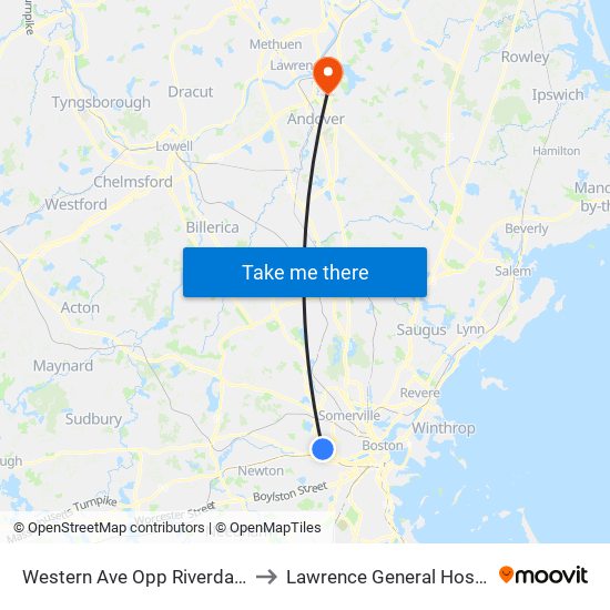 Western Ave Opp Riverdale St to Lawrence General Hospital map
