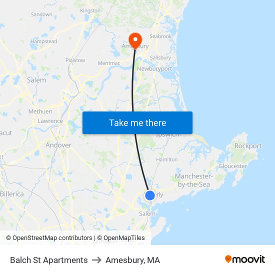Balch St Apartments to Amesbury, MA map