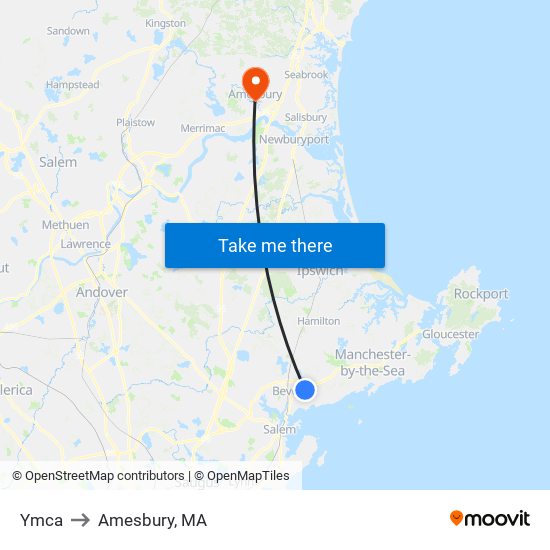 Ymca to Amesbury, MA map
