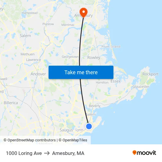 1000 Loring Ave to Amesbury, MA map