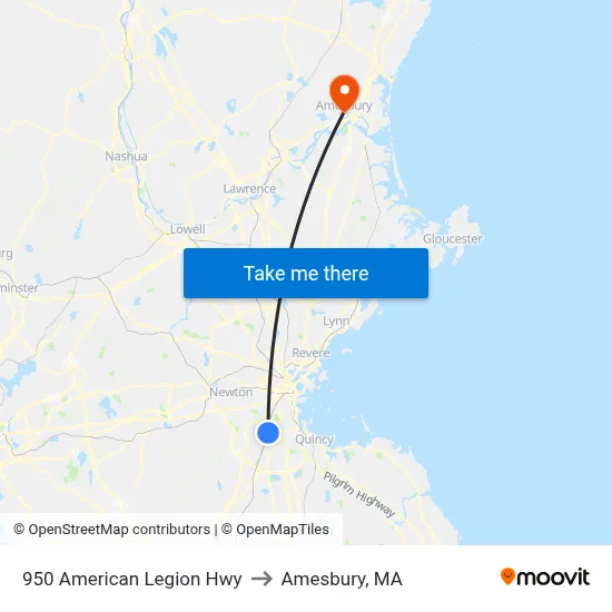 950 American Legion Hwy to Amesbury, MA map