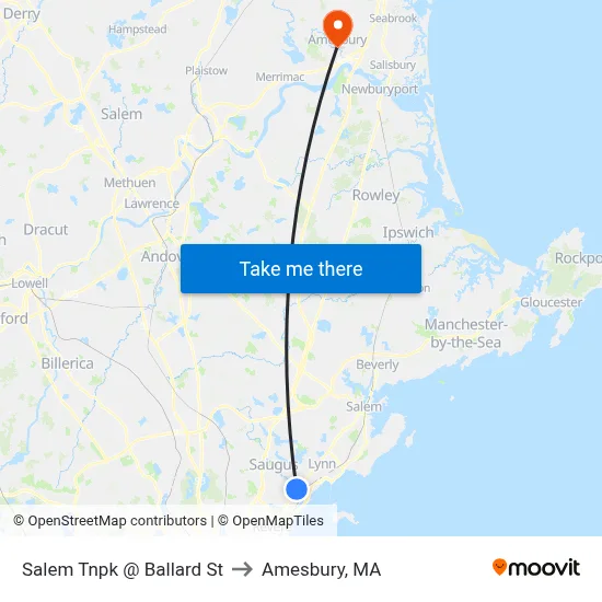 Salem Tnpk @ Ballard St to Amesbury, MA map