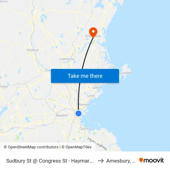 Sudbury St @ Congress St - Haymarket Sta to Amesbury, MA map