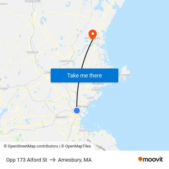 Opp 173 Alford St to Amesbury, MA map