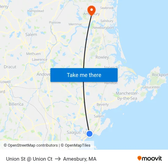 Union St @ Union Ct to Amesbury, MA map