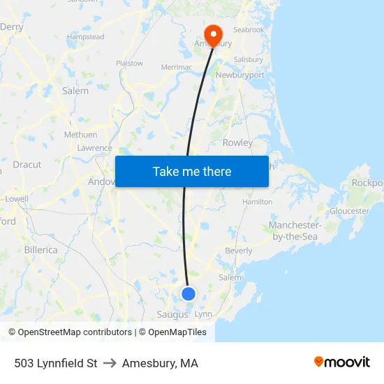 503 Lynnfield St to Amesbury, MA map