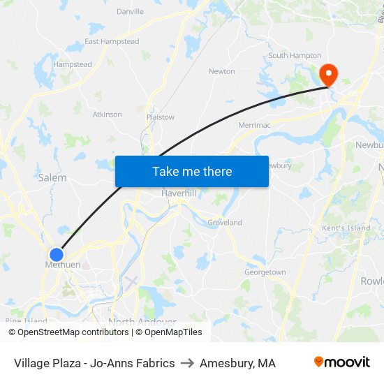 Village Plaza -  Jo-Anns Fabrics to Amesbury, MA map