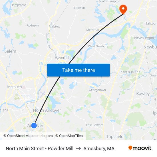 North Main Street - Powder Mill to Amesbury, MA map