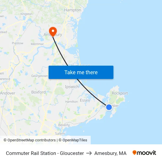 Commuter Rail Station - Gloucester to Amesbury, MA map