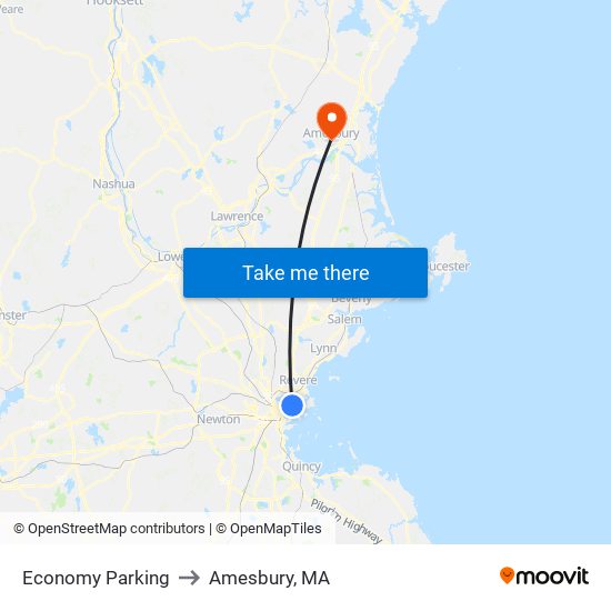 Economy Parking to Amesbury, MA map